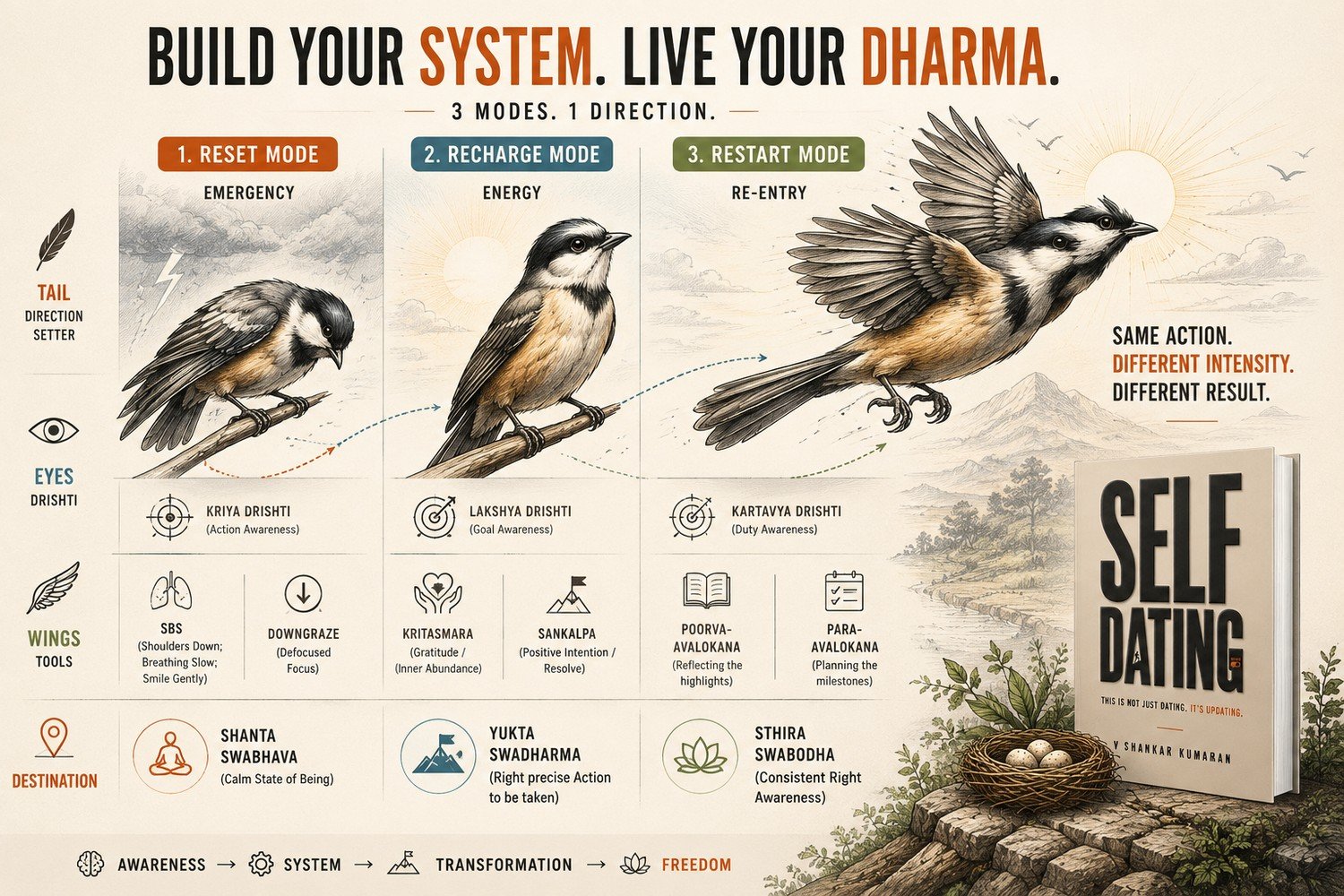 Build your system. Live your dharma. The three modes.